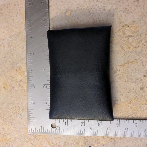 NEW! Handmade FAUX Leather Foldover  Card Holder Black/Black Antique Gold Snap - Picture 5 of 7